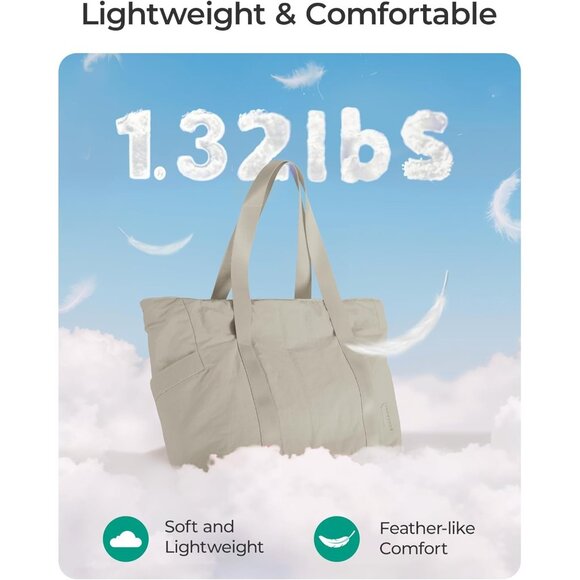 Women Grey Shoulder Tote Bag With Top Handle with Yoga Mat Buckle for Gym - Picture 7 of 7